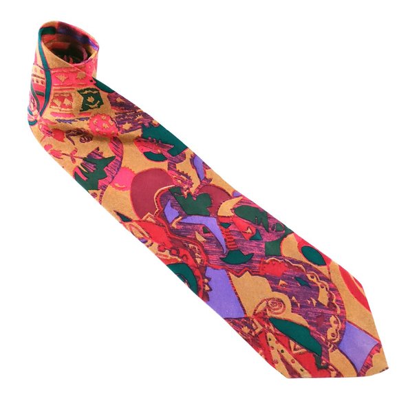 John Henry Men Necktie 100% Silk Geometric 57x3.75 - NWOT - made in USA - Picture 1 of 6